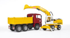 Sklápěčka MAN TGA s bagrem Liebherr - Bruder 02751