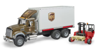 Nákladní auto UPS Mack Granite s vysokozdvižným vozíkem - Bruder 02828