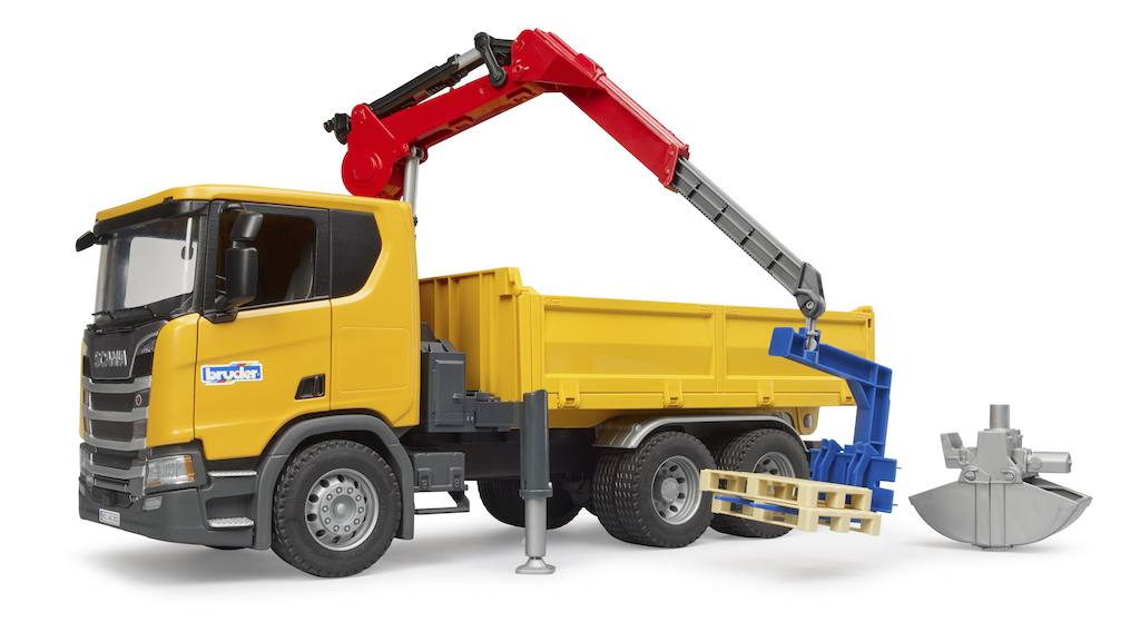 Nákladní auto Scania Super 560R s jeřábem a paletami - Bruder 03551 - Obrázek 3