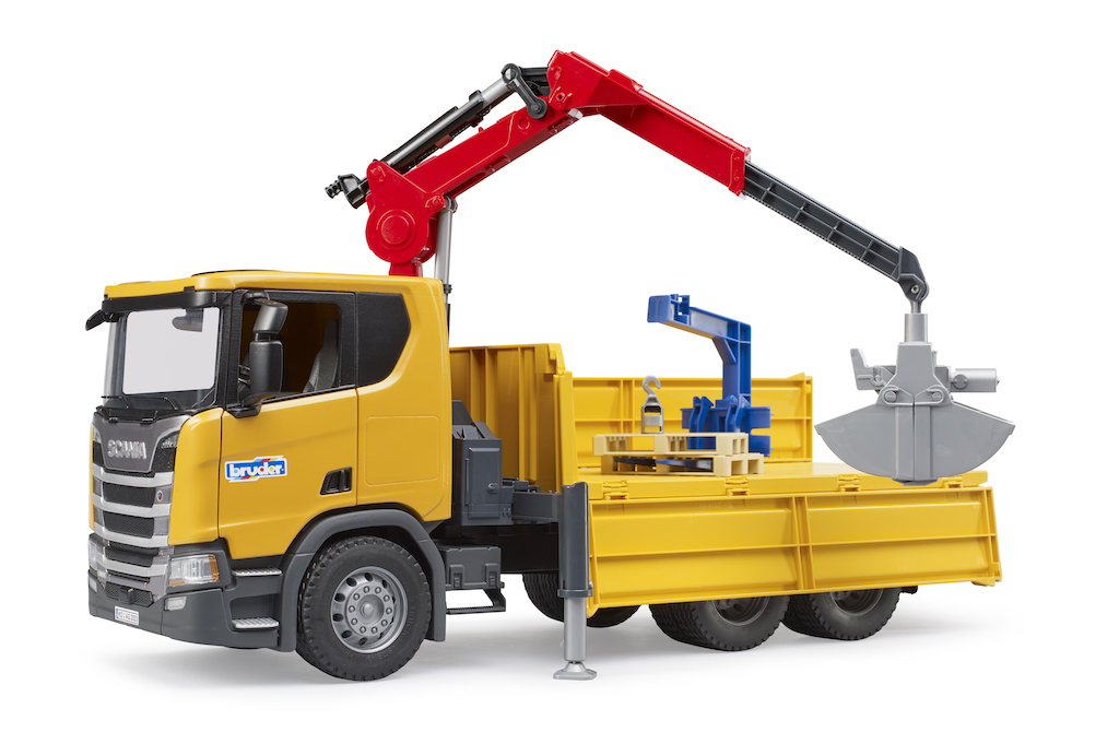 Nákladní auto Scania Super 560R s jeřábem a paletami - Bruder 03551 - Obrázek 6